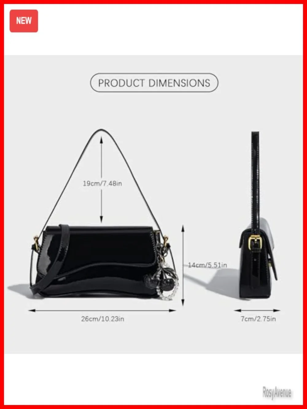 Faux Leather Y2K Hobo Bag with Cherry Pendant, Crossbody Shoulder Bag